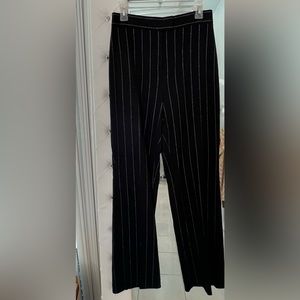 Grace Elements Black and Silver Pinstripe Wider Leg Straight Pants Size 6
